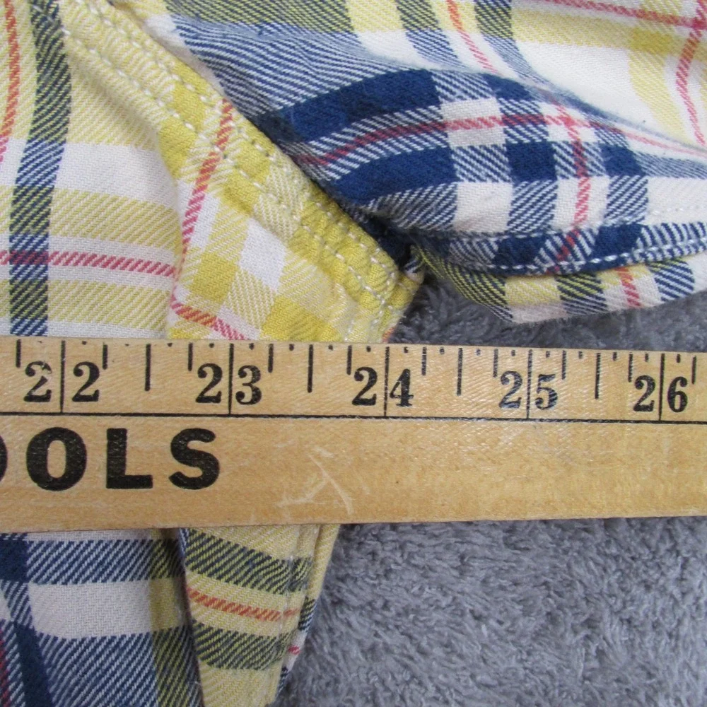 Nautica Shirt Mens Large Yellow Blue Plaid Button Down Long‎ Sleeve Pockets